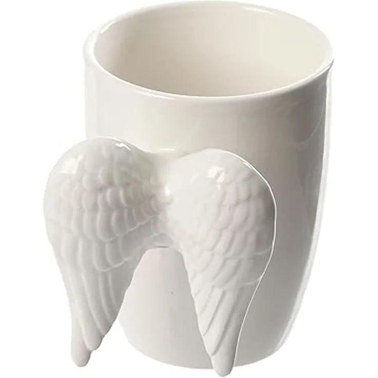 Puckator Aus Keramik Tasse mit Engelflügel, weiß