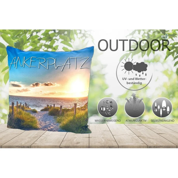 heimtexland Dekokissen Outdoorkissen Garten Deko Outdoor Kissen gefüllt, Lotus Effekt, schmutz- und wasserabweisend, inkl. Füllung – Bild 2