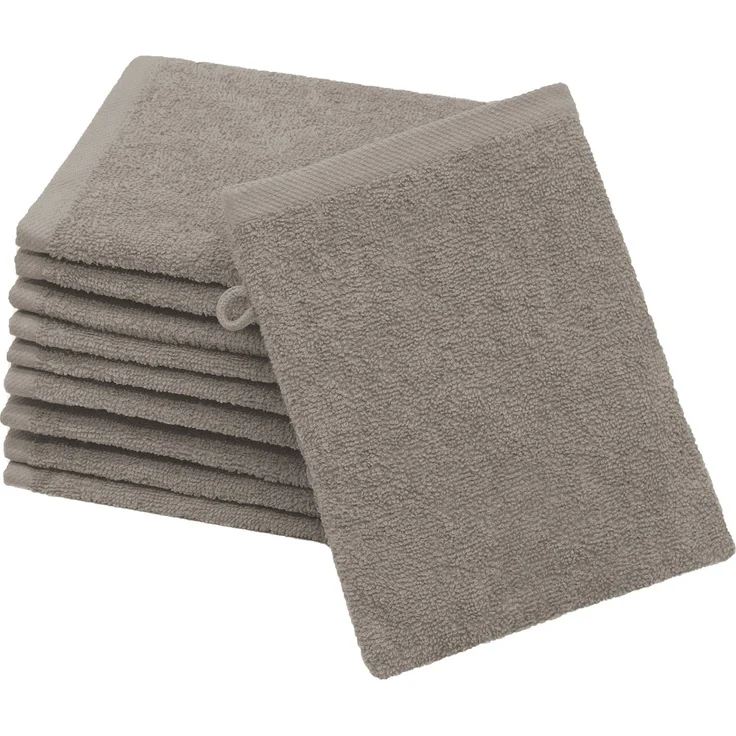 ZOLLNER 10er Set Waschlappen aus Baumwolle, 16x21 cm, fango (braun-grau) – Bild 1