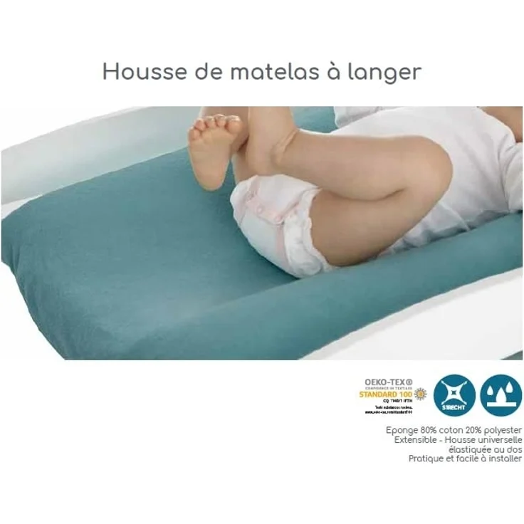 Domiva Set mit 2 Wickelauflagenbezügen – 50x75 cm – Polycotton-Schwamm – Weiß/Terrakotta – Bild 5