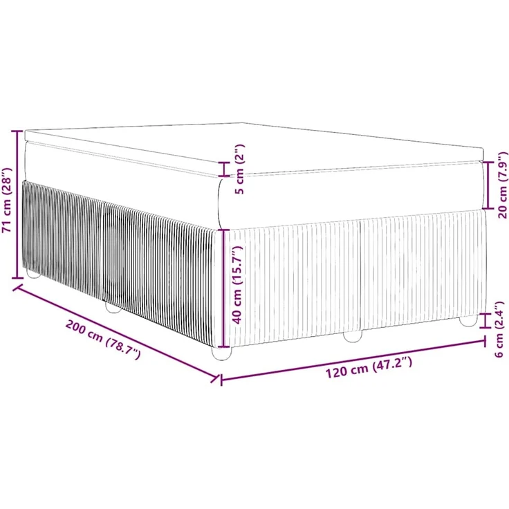 vidaXL Boxspringbett mit Matratze Rosa 120x200 cm Samt 3285637 – Bild 12