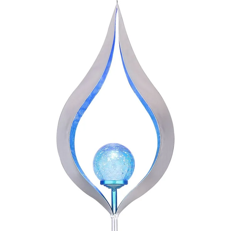 LED Solar-Steckleuchte, silber-blau, Flammen-Optik, H 90 cm – Bild 9
