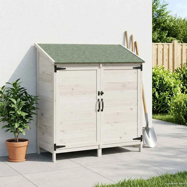 vidaXL Gartenschuppen Weiß 106,5 x 56 x 113,5 cm Massivholz aus Fichte 42033441 – Bild 3