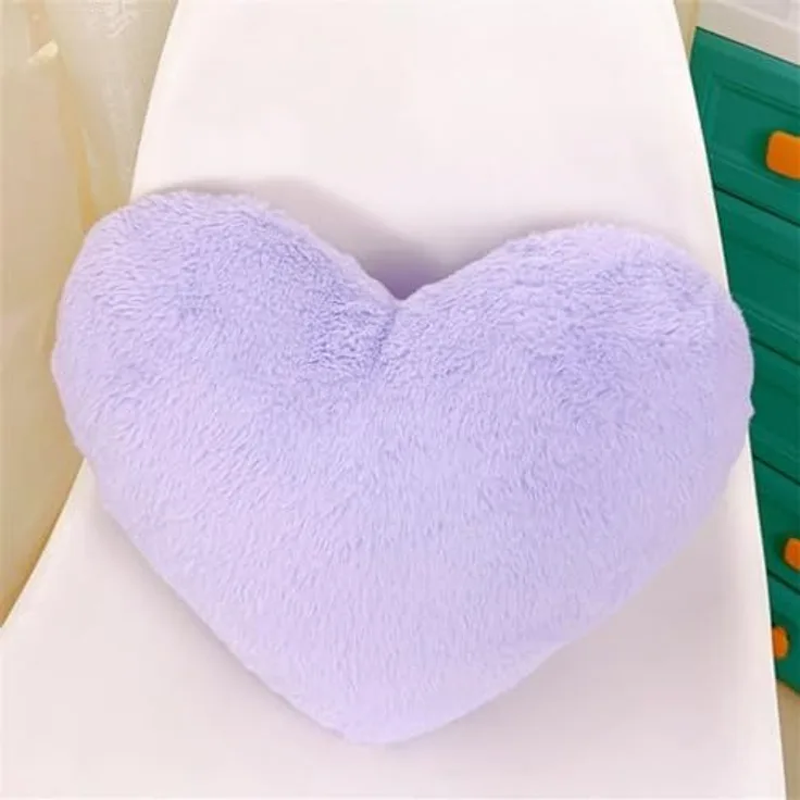 Herzkissen Dekokissen Zierkissen 46x36 cm Herz Kissen Kinderzimmer Decor Herzform Dekokissen Kopfkissen Kissen Zierkissen, Plüsch Kinderkissen für Kinderzimmer Sofa Dekoration (lila)