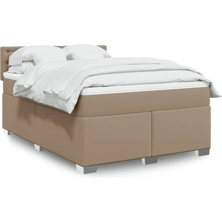 vidaXL Boxspringbett Matratze Cappuccino-Braun 160x200 cm Kunstleder 3288431 – Bild 1