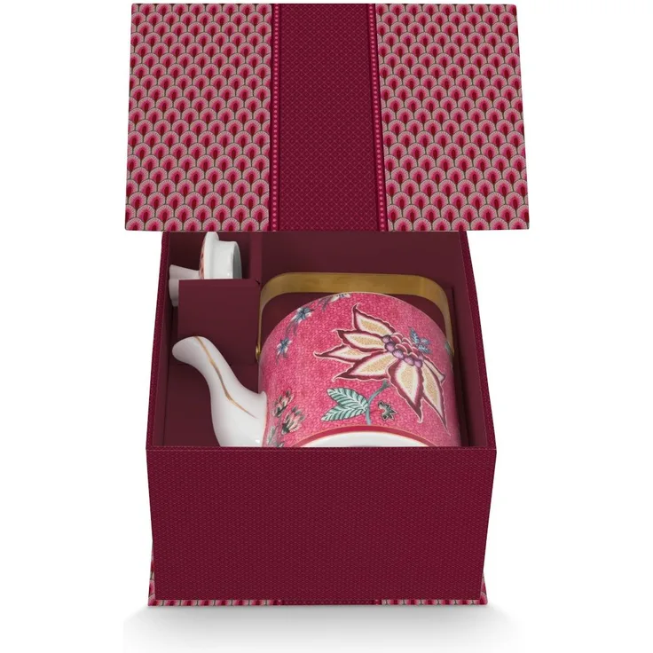 PIP STUDIO Flower Festival Oriental Geschenkset Teekanne dark pink 1l