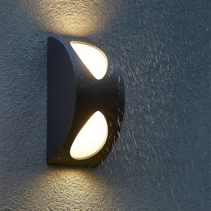 LED Außenlampe, wetterfest, 2 flammig, silber, H 19cm – Bild 4