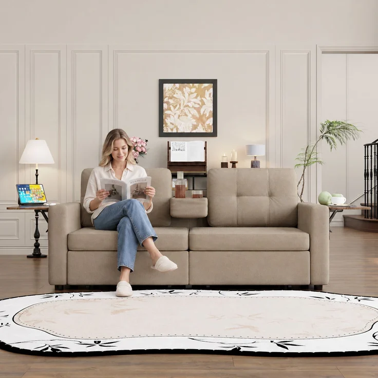 ZUBALIYA Schlafsofa 71x57.5 cm, mit Schreibtisch, mit Schubladen, mit Stauraum, mit Ablageflächen, mit Ausziehbett – Bild 2