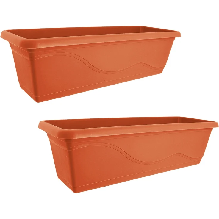 HTI-Living 2er Set Terracotta Blumenkasten mit Wasserspeicher 60cm – Bild 1