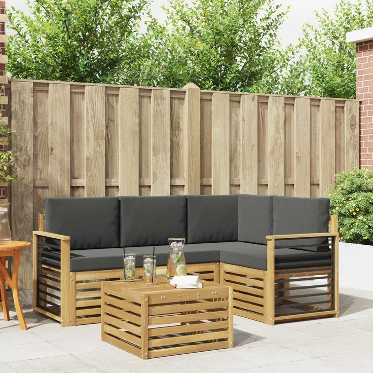 vidaXL Outdoor-Sofagarnitur 5 stk. Weiß und Anthrazit Polyester 3391807 – Bild 1