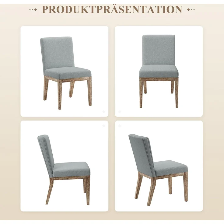 COLAMY Esszimmerstühle 4er Set, Moderne Esszimmerstühle mit Stoffbezug, Küchenstühle im Landhausstil für Restaurant und Wohnzimmer, Grau – Bild 6