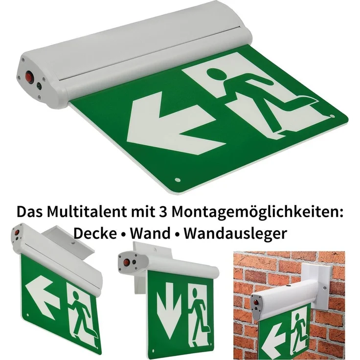 LED Fluchtwegleuchte "NL-8 Multi"Erkennungsw. 25m, IP20, Decken+Wandmont. – Bild 1