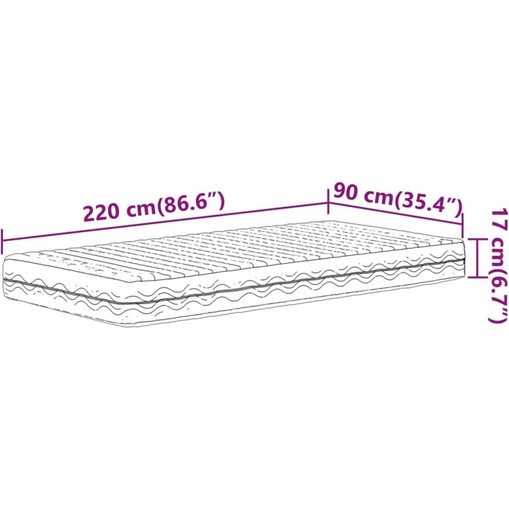 vidaXL Schaumstoffmatratze Weiß 90x220 cm Härtegrad H2 H3 4016639 – Bild 9