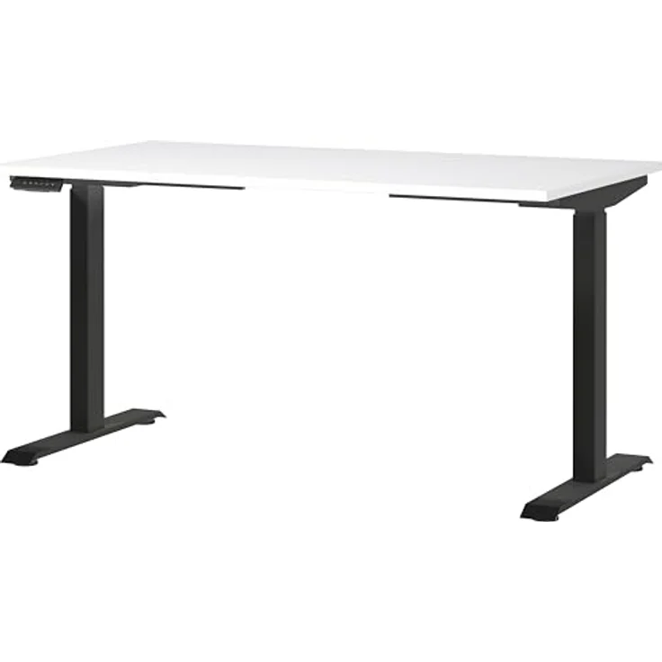 Germania Schreibtisch 7905-614, in Weiß/Schwarz, EL. höhenverstellb, 140 x 120 x 80 cm (BxHxT) – Bild 2