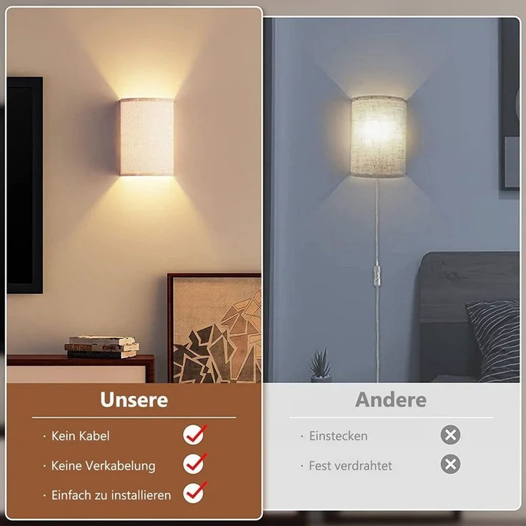 POPOLIC LED Wandleuchte 2x LED-Wandleuchte mit RGB-Farben & Dimmfunktion – 3 Betriebsmodi, aufladbar, RGB, kabellose Fernbedienung, für verschiedene Einsatzorte geeignet. – Bild 2