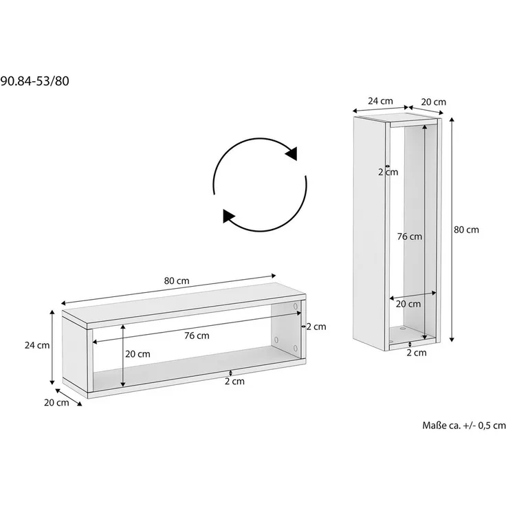 Wandablage schwebender Nachttisch Regal Ablage aus Buche Länge wählbar V-90.84-53Einzelartikel