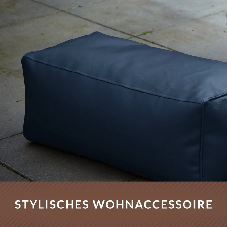 Green Bean® Sitzhocker aus Kunstleder - Pouf mit EPS Perlen Füllung - 70 x 33 x 28cm - perfekte Ergänzung zum Sitzsack - Dunkelblau – Bild 8
