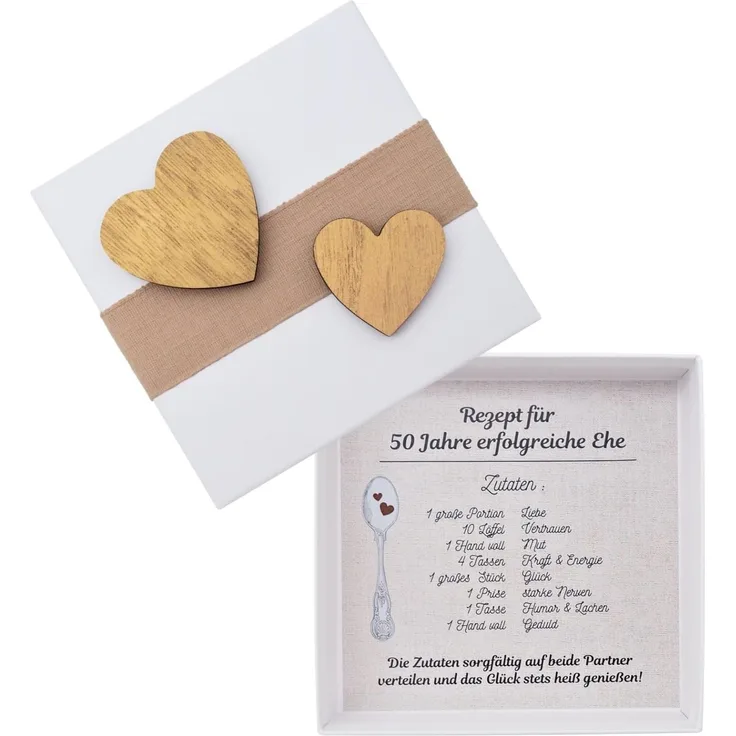 ZauberDeko Geschenkbox Geldgeschenk Verpackung Gold Hochzeit Geschenk Rezept für 50 Jahre Ehe