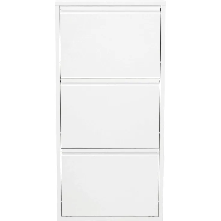 Kare Design Schuhschrank Caruso mit 3 Klappen, Weiß, Schuhablage für 6 Paar Schuhe, 103 x 50 x 14 cm