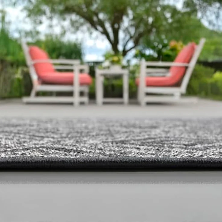 the carpet Calgary - robuster Teppich, Flachgewebe, modernes Design, ideal für Wohnzimmer, Esszimmer und Außenbereich, In- und Outdoor, Vintage-Optik, Boho-Style, Anthrazit, 240x340 cm – Bild 9