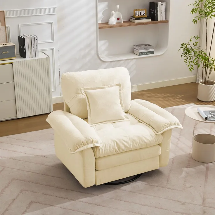 Ball & Cast Kleine Couch, Mini Sofa mit 360° drehbarem Sitzsessel für Wohnzimmer, Schlafzimmer, Wohnung & Büro, Beige