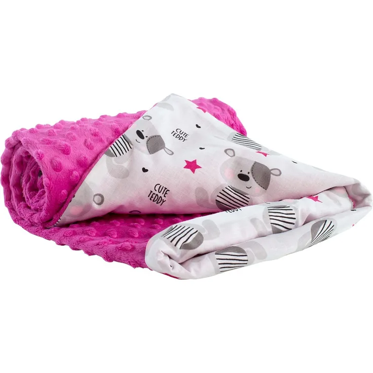 Medi Partners Babydecke Baby Decke Neugeborenen - Kuscheldecke Geschenk Babydecken 75x100cm für Kleinkinder Mädchen Krabbeldecke Kinderbett Kinderwagen 100% Baumwolle (Teddy mit dunkelrosa Minky)