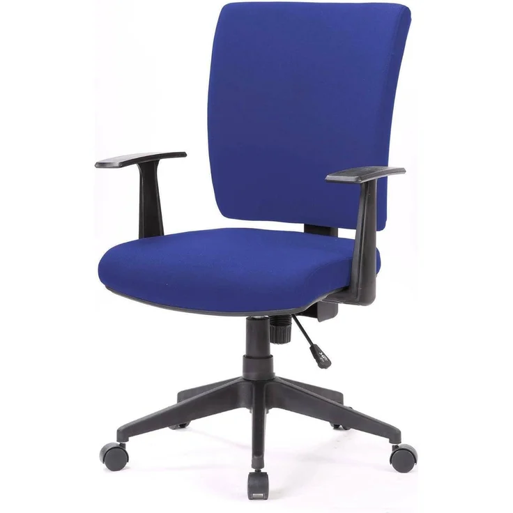 Dmora - Stuhl mit Rädern Palmerston, Chefsessel mit Armlehnen, ergonomischer Bürositz, 61x65h98/108 cm, Blau – Bild 1