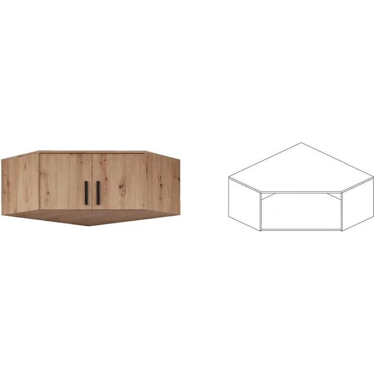 Marmex Möbel Grant Set-48A Eckschrank-System mit Aufsatz 235 cm hoch – 6-teiliges Kleiderschrank-Set für maximalen Stauraum, laminierte Spanplatte, artisan, 143/143x235x40 cm – Bild 4