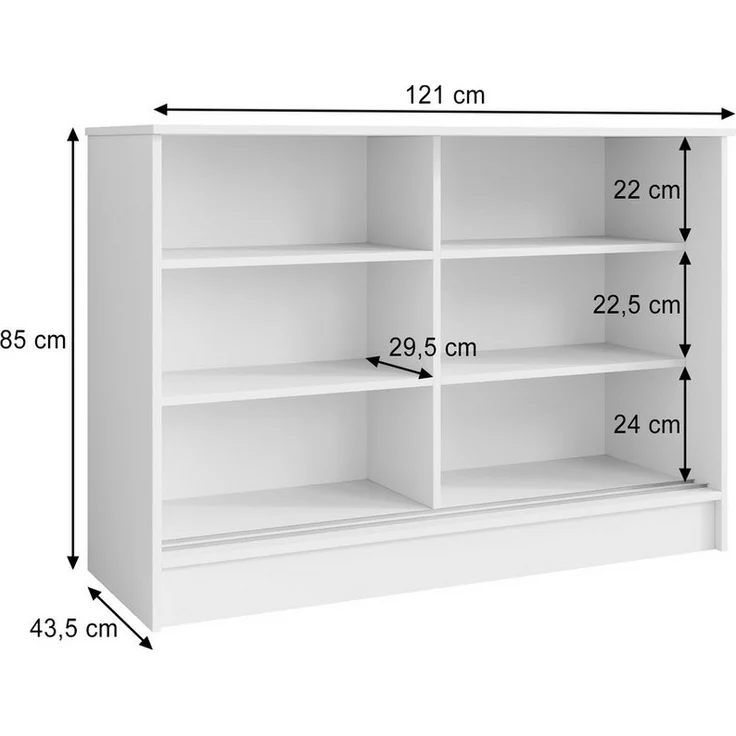 Beautysofa Kommode MIRELA mit 2 Schiebetüren (in 120 cm oder 160 cm, verschiedene Farben), mit dekorativen Sprossen – Bild 2
