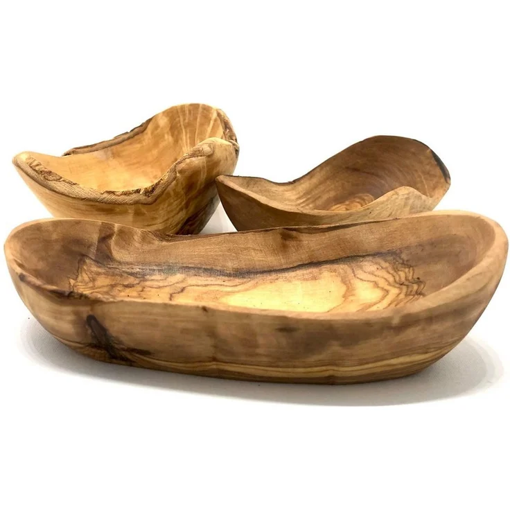 Olivenholz-erleben Snackschale RUSTIKAL klein (L/B/H: 10-11/6/4 cm) aus Olivenholz, Olivenholz, Passend für Brotscheiben oder kleines Gebäck, fein geschliffen – Bild 3