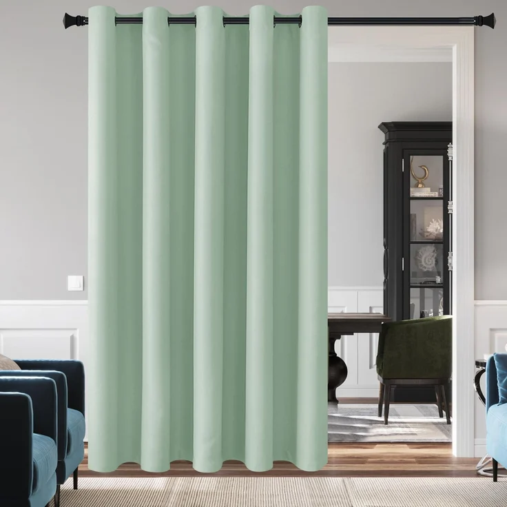 DWCN Verdunkelungsvorhang für Schlafzimmer – wärmeisoliert, energiesparend, mit Ösen, Verdunkelungsvorhang für Terrassentür, Raumteiler, Langer Vorhang, Aqua, W80 x L84, 1 Stück