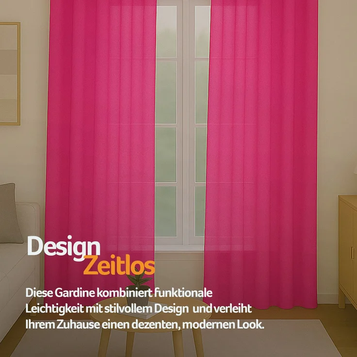 Gardine mit Ösen *** x *** cm ( Breite x Länge ) in ***, blickdichter Vorhang, Ösenvorhang in vielen Variationen 140x145 cm Pink – Bild 8