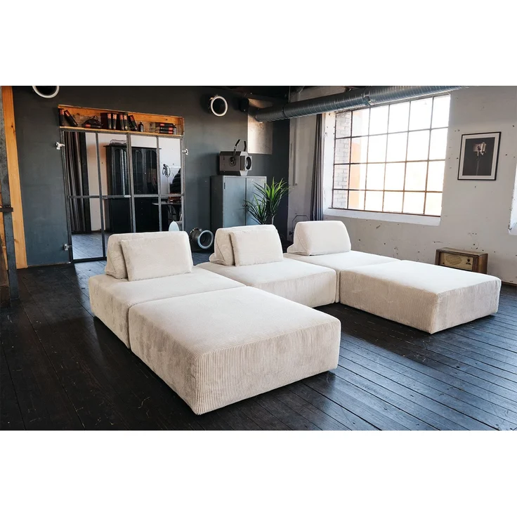 KAWOLA Modulsofa WIOLO SOFT 5 Module 5 Rückenkissen Cord cremeweiß 84 x 222 x 333 cm – Bild 4