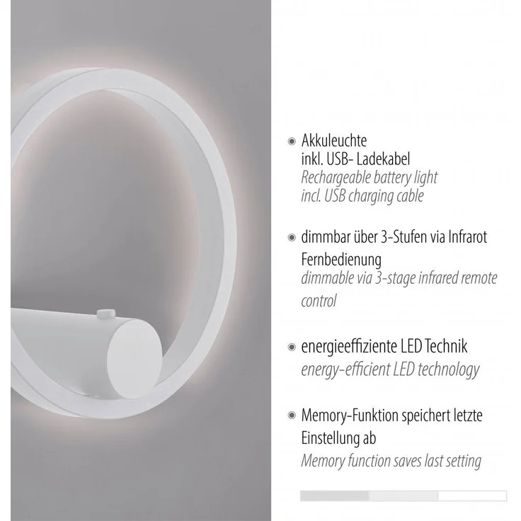 JUST LIGHT 18280-16 ARCHIE AKKU-Wandleuchte weiss 3000K – Bild 8