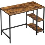 Vasagle Schreibtisch, Computertisch, PC-Tisch, Bürotisch, mit 2 Ablagen auf der rechten oder linken Seite, fürs Büro, Wohnzimmer, Stahlgestell, Industrie-Design, vintagebraun-schwarz, 50x100 cm