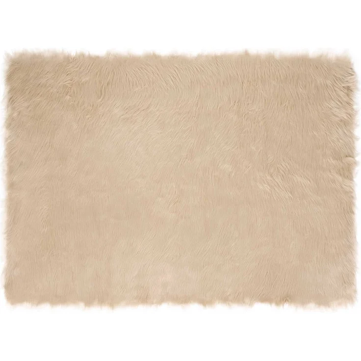 vidaXL Kunstschaffell Teppich Tafalla Beige 120 x 170 cm Polyester 42021482 – Bild 1