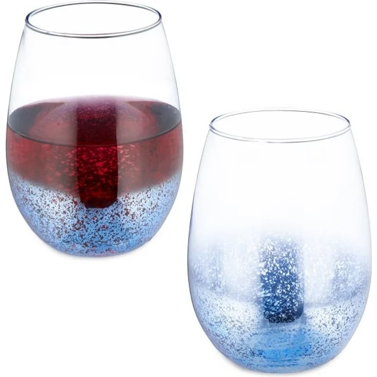 Weingläser ohne Stiel 2er Set blau – Bild 1