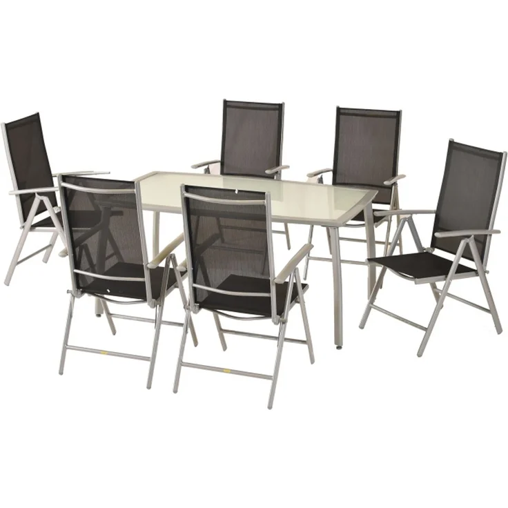 Amalfi Set 7tlg, 6 Klappsessel, Tisch 150x90 cm, schwarz – Bild 4