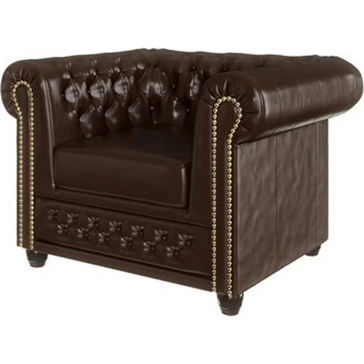 S-Style Möbel Chesterfield-Sessel Jeff aus veganem Leder mit Holzfüßen, mit Wellenfederung – Bild 4