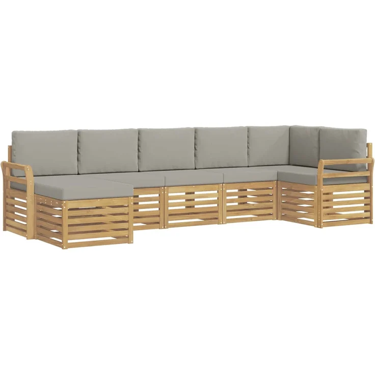 vidaXL Outdoor-Sofagarnitur 7 stk. 6-Sitzer Weiß und Hellgrau 3392196 – Bild 2
