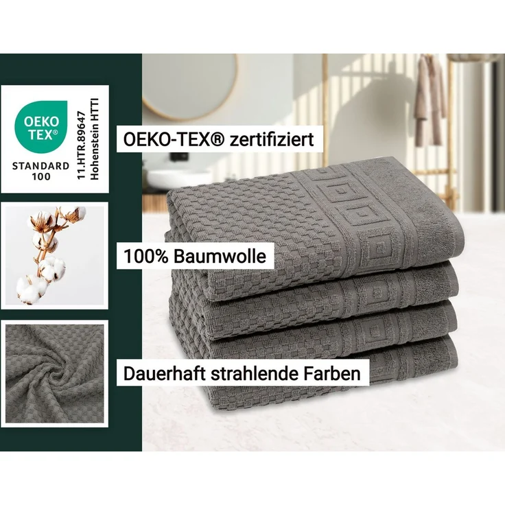 ZOLLNER Handtücher, Frottier (4-St), 50x100 cm, 100% Baumwolle, vom Hotelwäschespezialisten – Bild 2