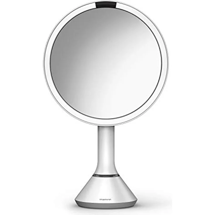 simplehuman Sensorspiegel 20cm, mit Touch-Helligkeitsregelung, 5-fache Vergrößerung, weiß Stahl, 5 Jahre Garantie – Bild 1