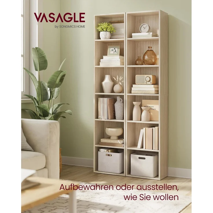 VASAGLE Bücherregal, 6-stöckiges Regal, offenes Aufbewahrungsregal, Standregal, 24 x 40 x 178,5 cm – Bild 3