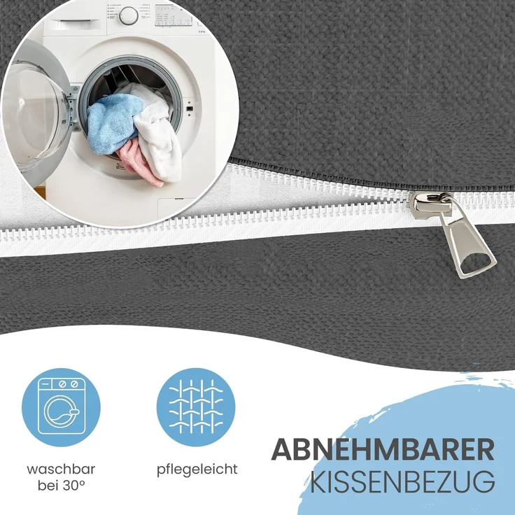 ELONEO Rückenkissen Bett- und Rückenstützkissen >Anthrazit< 120cm – Bild 7