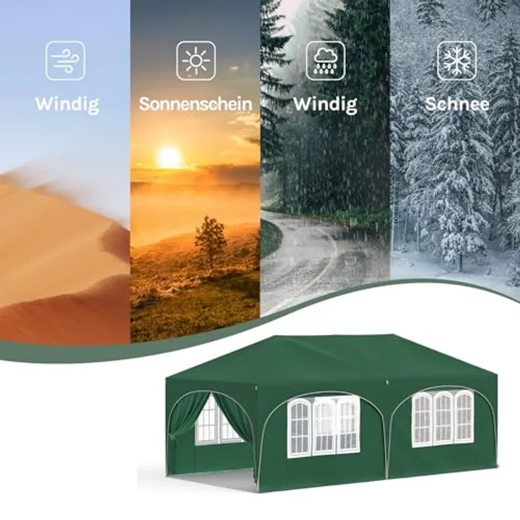 WOLTU Pavillon, Faltpavillon 3x6 m, mit 6 Seitenwänden, Partyzelt wasserabweisend UV-Schutz 50+, höhenverstellbarer Gartenpavillon, mit Tragetasche, für Outdoor Garten Camping Grün – Bild 7