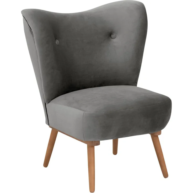 Cocktailsessel Kayra Samtvelours grau