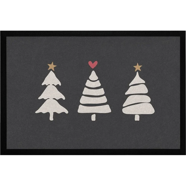MoonWorks Fußmatte Fußmatte Winter Bäume Skandi Style Frohe Weihnachten rutschfest &, rechteckig – Bild 5