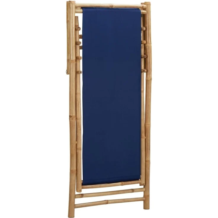 vidaXL Liegestuhl Bambus und Canvas Marineblau 313019 – Bild 5