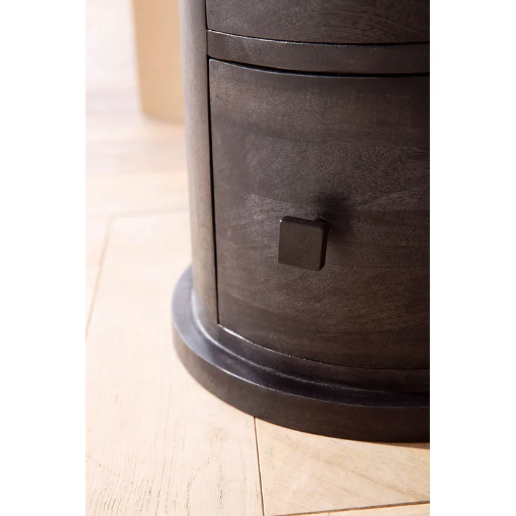 Sideboard Mango Massivholz Schwarz 34x65x34cm 3 Schubladen Beistellschrank – Bild 5