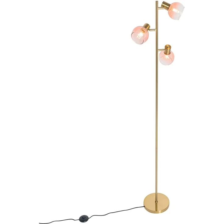 Qazqa Stehlampe Vidro, ohne Leuchtmittel, E14, Rosa, Art Deco, Stahl, 3-flammig – Bild 9